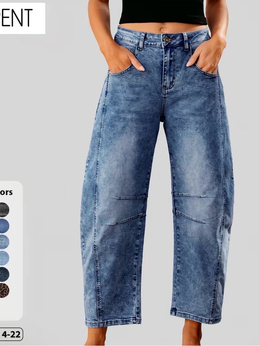 Wide-Leg Washed Blue Women’s Jeans